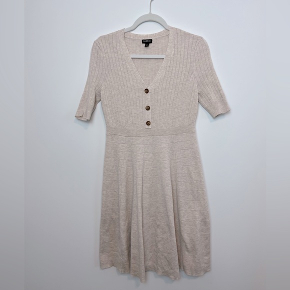 torrid Dresses & Skirts - Torrid Oatmeal Button Front Sweater Skater Dress